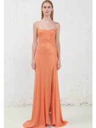 stelios koudounaris γυναικείo maxi φόρεμα με ανοιχτή πλάτη `bias cut metallic` - drs1498 πορτοκαλί