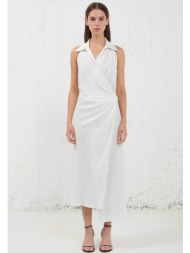 stelios koudounaris γυναικείo midi φόρεμα `wrap over` - drs2030 λευκό