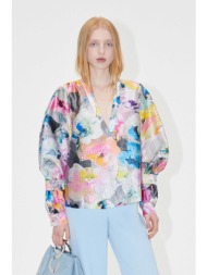 stine goya γυναικεία μπλούζα με all-over abstract pattern και puff μανίκια `nandya` - sg5706 πολύχρω