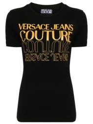 versace jeans couture γυναικείο t-shirt μονόχρωμο βαμβακερό με contrast logo print - 76hahc00cj02c μ