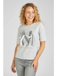 rabe γυναικεία μπλούζα μονόχρωμη με contrast letterings - 52-213306 γκρι