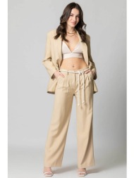 billy sabbado γυναικεία παντελόνα με ριγέ σχέδιο και πιέτες μπροστά - 0351418645 μπεζ