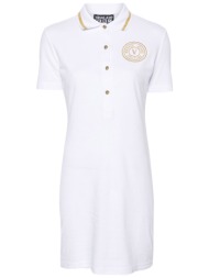 versace jeans couture γυναικείο mini φόρεμα μονόχρωμο με πόλο γιακά και κεντημένο έμβλημα - 76haot03