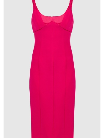 versace jeans couture γυναικείο midi φόρεμα μονόχρωμο με