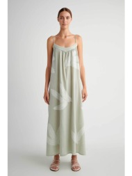 august γυναικείο maxi φόρεμα με ζακάρ σχέδιο - s24a7104 μπεζ