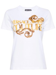 versace jeans couture γυναικείο t-shirt μονόχρωμο βαμβακερό με contrast logo και baroque print - 76h