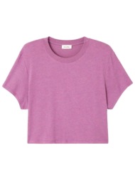 american vintage γυναικείο μονόχρωμο t-shirt loose fit `ypawood` - ypa02g μοβ