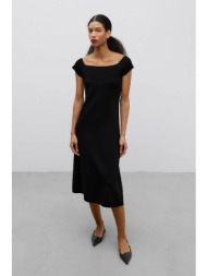 adolfo domínguez γυναικείο φόρεμα midi σε α γραμμή - 292121746 μαύρο