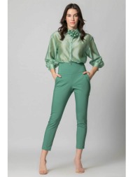billy sabbado γυναικείο παντελόνι ψηλόμεσο μονόχρωμο cropped με τσέπες μπροστά - 0352442236 πράσινο