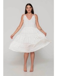 luna γυναικείο midi φόρεμα αμάνικο `praise` - 91253 λευκό