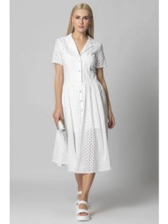 billy sabbado γυναικείο midi φόρεμα με δαντέλα βαμβακερό με άνοιγμα στην πλάτη - 0341980624 λευκό