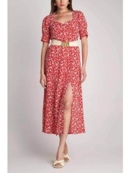 attrattivo γυναικείο midi φόρεμα με floral print - 9918599 κόκκινο