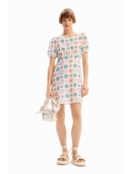 desigual γυναικείο mini φόρεμα με all-over print και balloon μανίκια `edmonton` - 24swvw44 λευκό