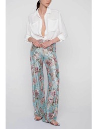 ale γυναικείο παντελόνι φλοράλ με παγιέτες - 81003066 σιελ