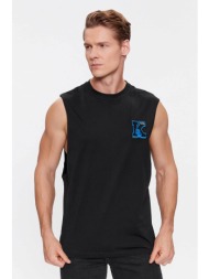 karl lagerfeld ανδρική αμάνικη μπλούζα με logo print regular fit `k initial` - 240m2203 μαύρο