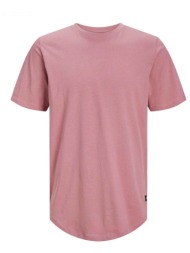 jack & jones ανδρικό μονόχρωμο t-shirt longline fit - 12113648 ροζ