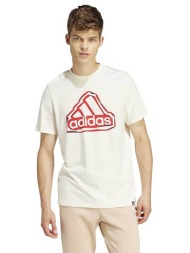 adidas ανδρικό t-shirt regular fit `folded badge graphic` - is2882 μπεζ