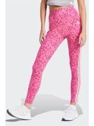 adidas γυναικείο ψηλόμεσο κολάν tight fit `essentials 3-stripes animal print` - is2151 ροζ