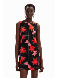 desigual γυναικείο mini φόρεμα με all-over floral print `houston` - 24swvw01 μαύρο