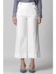 billy sabbado γυναικείο παντελόνι μονόχρωμο cropped με διακοσμητικά κουμπιά - 0332477286 λευκό