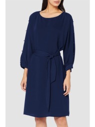 esprit γυναικείο mini φόρεμα με κουμπιά στα μανίκια - 089eo1e017 μπλε σκούρο