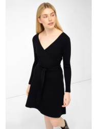 orsay γυναικείο mini φόρεμα πλεκτό κρουαζέ με ζώνη στη μέση - 590000-660000 μαύρο
