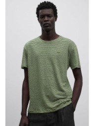 adolfo domínguez ανδρικό t-shirt με ριγέ σχέδιο και κεντημένο logo regular fit - 172202228 πράσινο