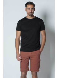 dors ανδρικό μονόχρωμο t-shirt μερσεριζέ με κεντημένο λογότυπο regular fit - 1136022.c04 μαύρο