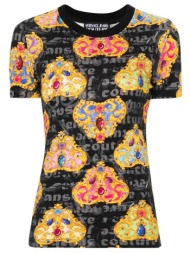 versace jeans couture γυναικείο t-shirt βαμβακερό με all-over logo και heart couture print - 76hah6b