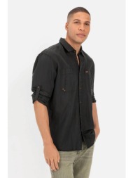 camel active ανδρικό πουκάμισο με τσέπες και λογότυπο regular fit - c241-409116-3s16 μαύρο