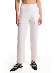 forel γυναικείο παντελόνι μονόχρωμο με τσέπες και μερικώς ελαστική μέση - 078.20.01.062 εκρού