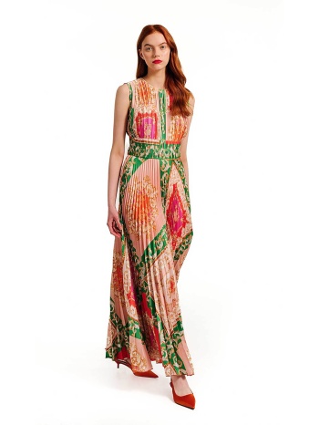 forel γυναικείο maxi φόρεμα με all-over πολύχρωμο print και