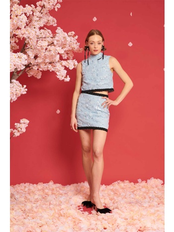 sister jane γυναικεία mini φούστα με κέντημα `blossom bead`