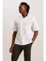 ted baker ανδρικό κοντομάνικο πουκάμισο textured `oise` - 274592 λευκό