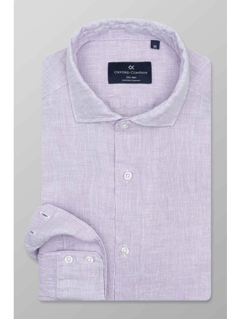 oxford company ανδρικό λινό πουκάμισο μονόχρωμο slim fit 