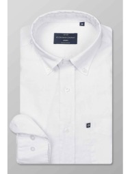 oxford company ανδρικό πουκάμισο button down μονόχρωμο regular fit - l310-bn11.01 λευκό