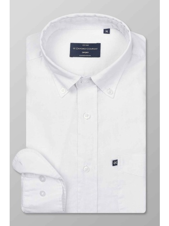 oxford company ανδρικό πουκάμισο button down μονόχρωμο