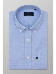 oxford company ανδρικό πουκάμισο μονόχρωμο regular fit `sport` - f110-bl10.02a γαλάζιο