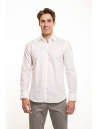 the bostonians ανδρικό πουκάμισο μονόχρωμο slim fit - acp2193 λευκό
