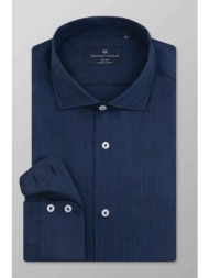 oxford company ανδρικό πουκάμισο slim fit - f110-rl21.10 μπλε σκούρο