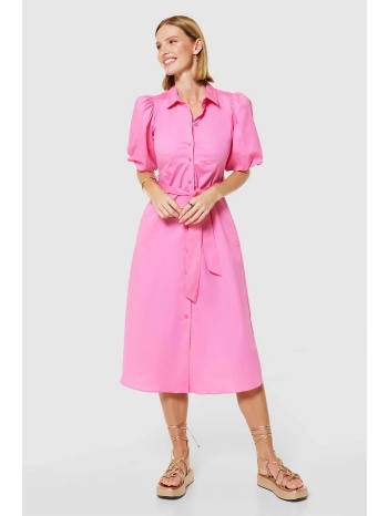 closet london γυναικείο midi φόρεμα μονόχρωμο βαμβακερό