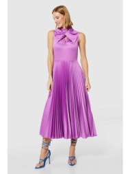 closet london γυναικείο midi φόρεμα με σατέν όψη και πλισέ σχέδιο - d8218 βιολετί