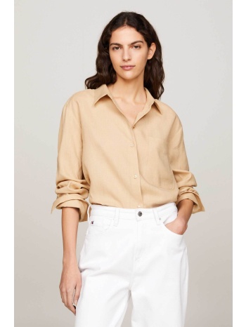 tommy hilfiger γυναικείο λινό πουκάμισο λινό μονόχρωμο με