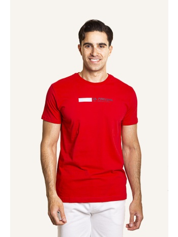 la martina ανδρικό t-shirt μονόχρωμο βαμβακερό με contrast