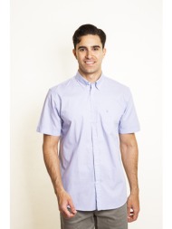 the bostonians ανδρικό κοντομάνικο πουκάμισο button down regular fit `fil a fil` - bap0000 μπλε ανοι