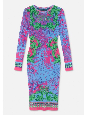 versace jeans couture γυναικείο midi φόρεμα με all-over σε προσφορά