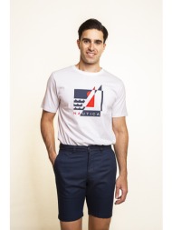 nautica ανδρική chino βερμούδα από λινάρι και βαμβάκι - b10013 μπλε σκούρο