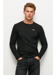 pepe jeans ανδρική μπλούζα μονόχρωμη με logo print `original basic 2` - pm508211 μαύρο