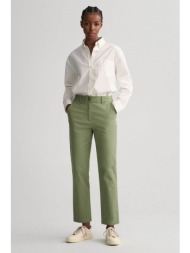 gant γυναικείο chino παντελόνι μονόχρωμο cropped με τσέπες slim fit - 4150261 λαδί