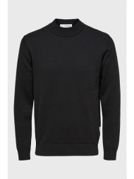 selected ανδρικό πουλόβερ μονόχρωμο με στρογγυλή λαιμόκοψη - 16086643 μαύρο